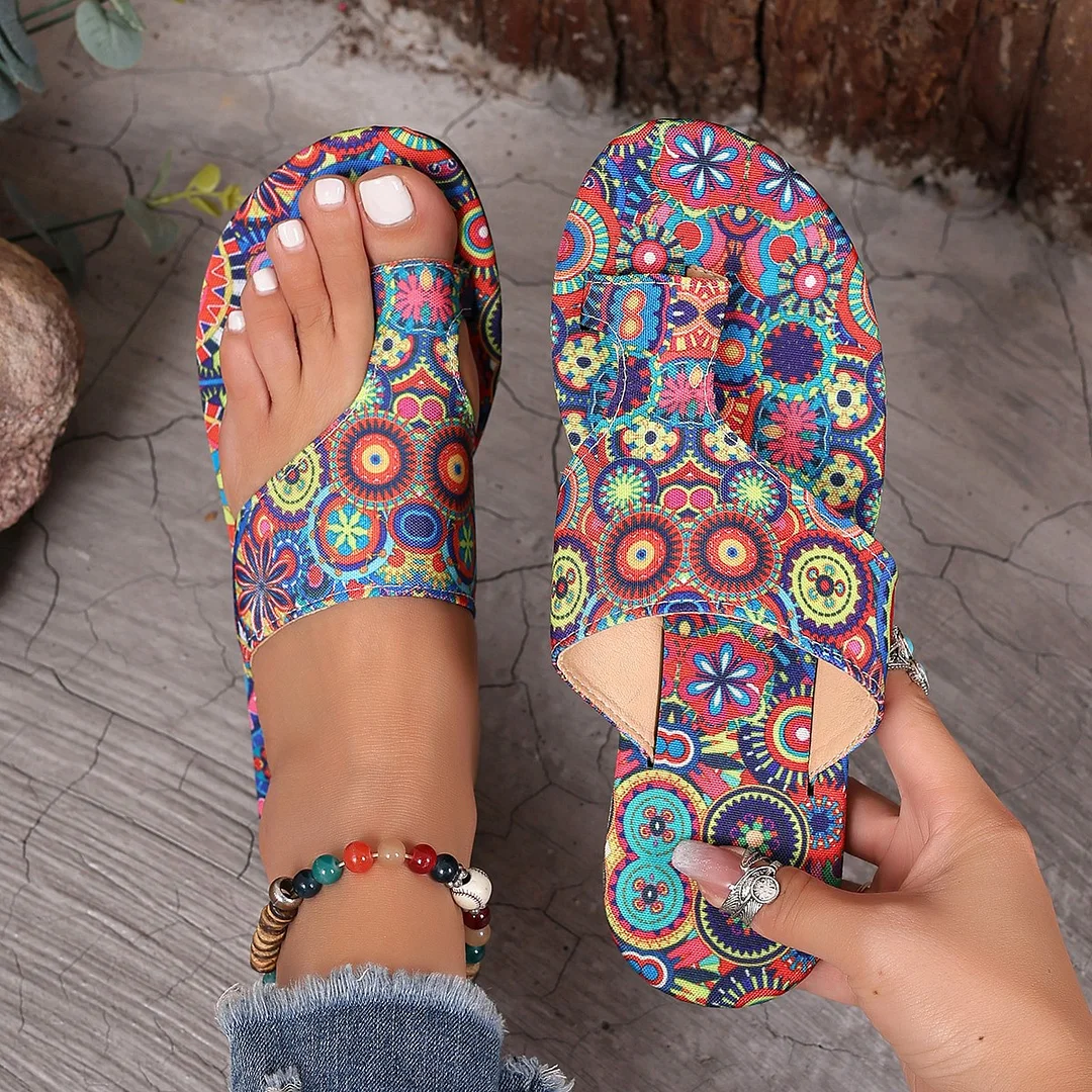 Breakj Breakj Sandals Women's National Style 2025 Summer New Breathable Printing Cover Roman Style Cool Slippers Women