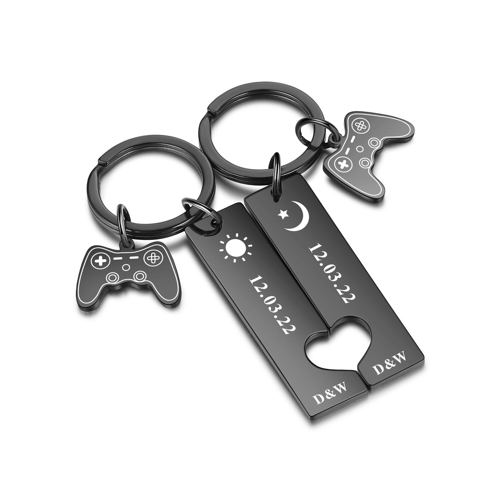 Personalised Couple Keychain Custom 2 Letters & Date Keyring Game Console Valentine's Day Gift for Him/Her-Jessemade AU