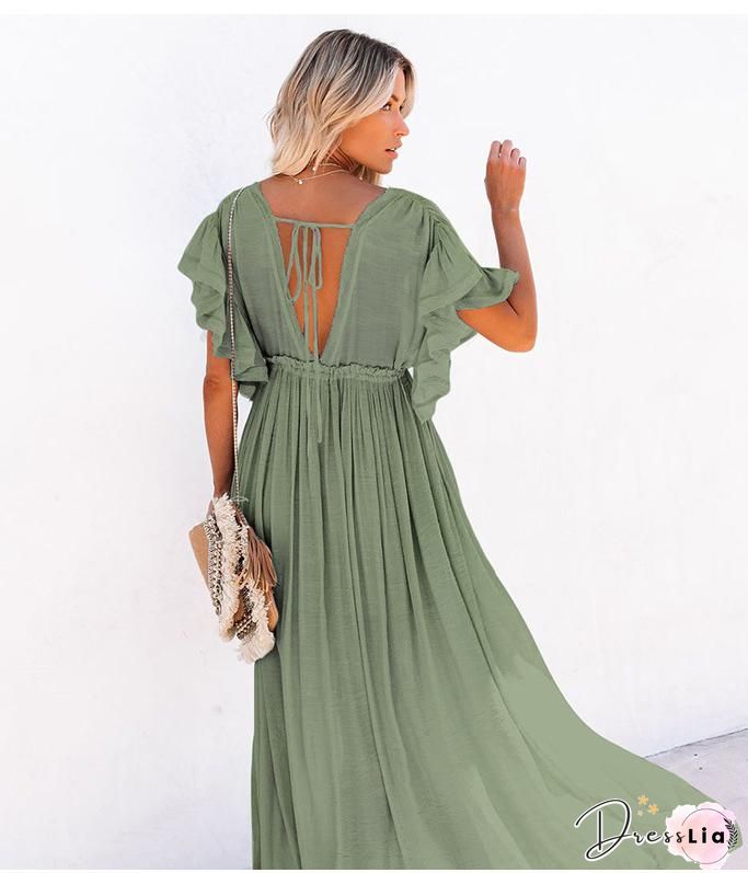Women Summer Boho Party Beach Sleeveless White Color Backless Dresses Ladies High Waist Long Maxi Dress Sundress