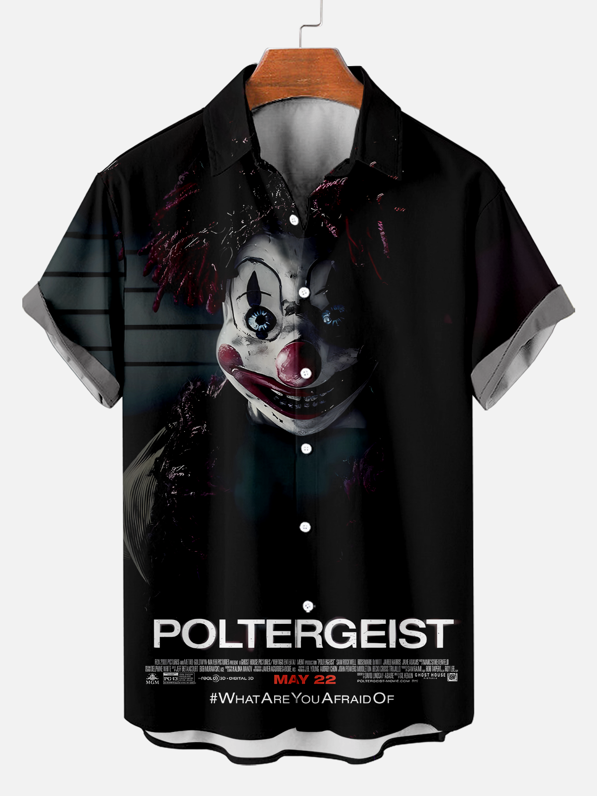 Men's nostalgic classic horror amusement park print shirt PLUSCLOTHESMAN