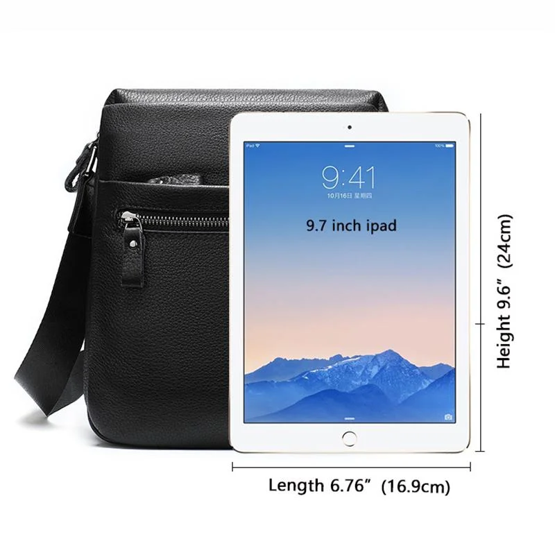 Mens Casual Business Black Messenger Bag With Large Capacity