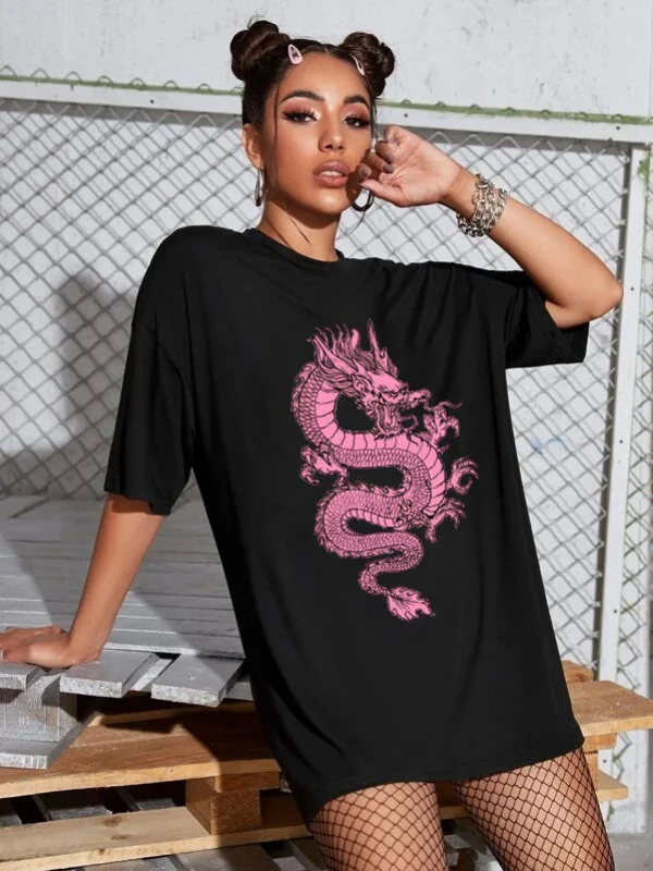 Dragon Printed Oversize T-shirt