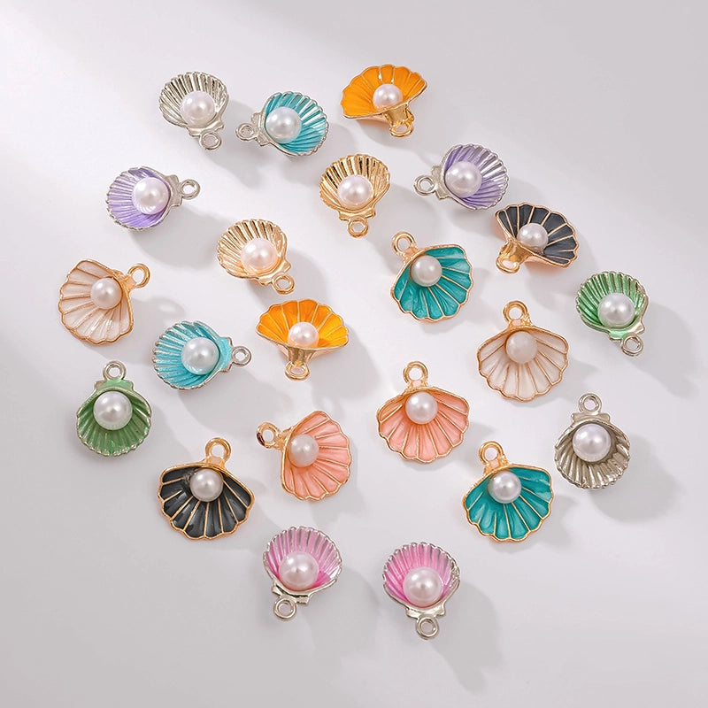 10 PCS/Package Aluminum-Magnesium Alloy Artificial Pearls KC Gold White Pearl Shell Jewelry Accessories Pendant