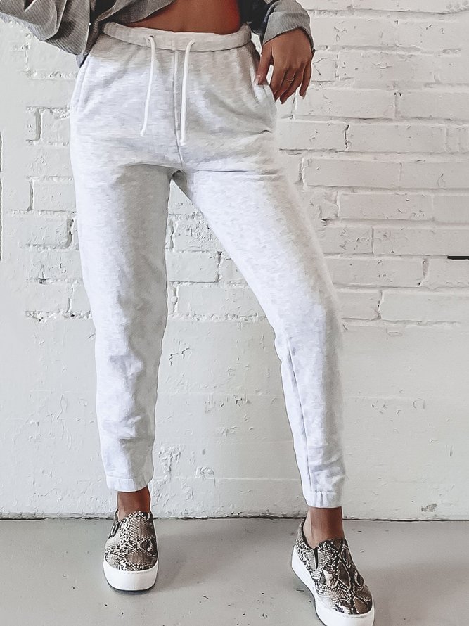 High Waist Elastic Waistband Drawstring Joggers