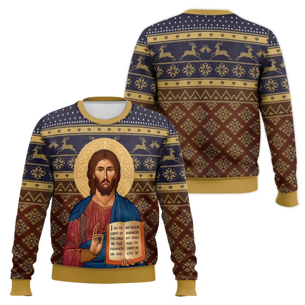 Cretan-style Christ Artwork Ugly Christmas Sweater