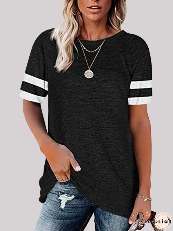 Casual Stitching Round Neck T-shirt