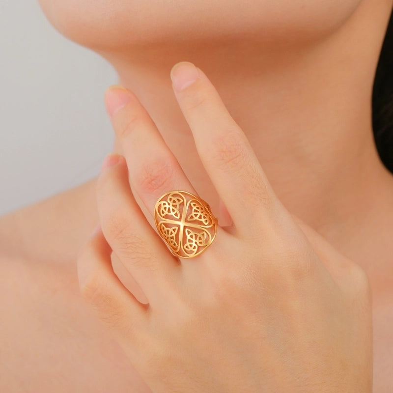 Elegant Exaggerated Geometric 304 Stainless Steel Plating Rings