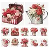 12pcs Red Roses In Vase-11CT Stamped Cross Stitch Set 12.5*12.5cm/4.92*4.92in tapestrymarket