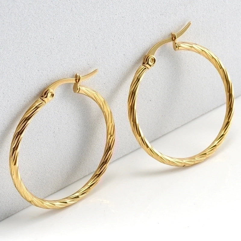 Minimalist Circle Gold Plated 304 Stainless Steel 18K Gold Plated Stainless Steel Earrings