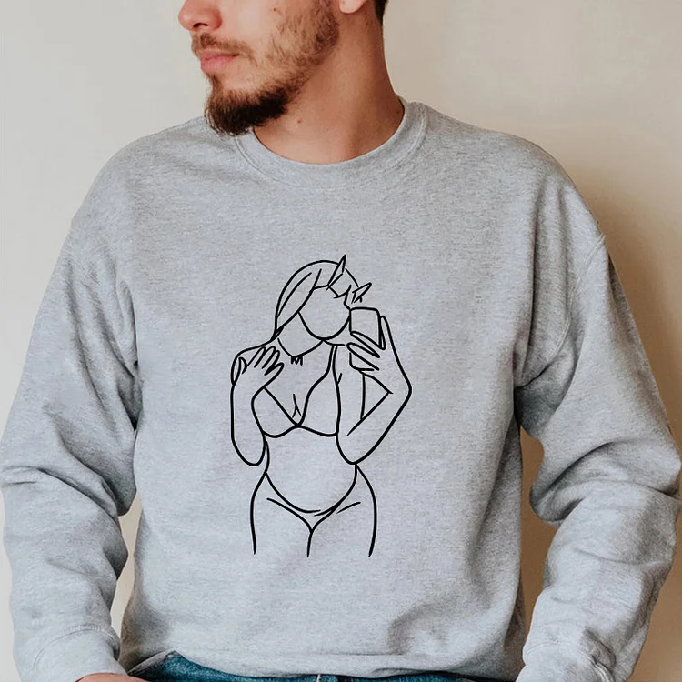 Add Your Spicy Photo Custom Line Embroidery Hoodie