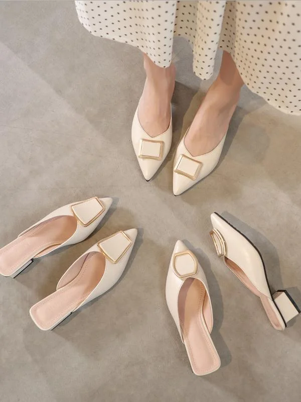 Bag pointed thick heel high heel Muller sandals and slippers