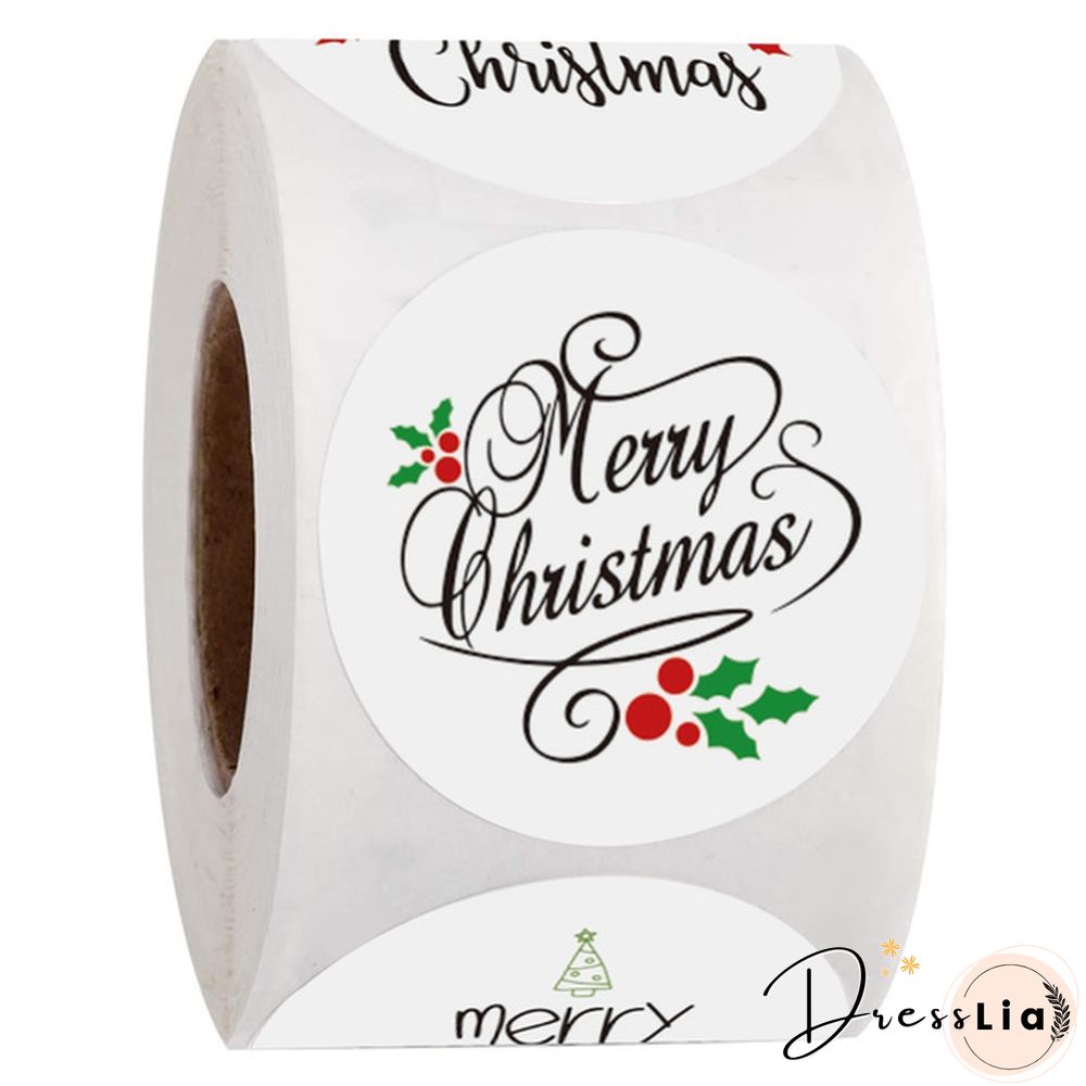100pcs/300pcs/500pcs Round Merry Christmas Stickers Package Label Sealing Stickers Gift Card Box Decor