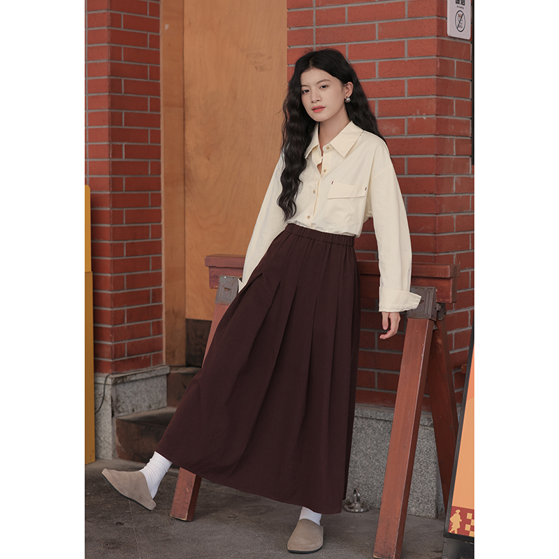 Gamestracks Loose Long Sleeve Purple Shirt Women's Korean Sle Design Spring Outerwear Casual Straight Cut Commute Fashion Single Button
