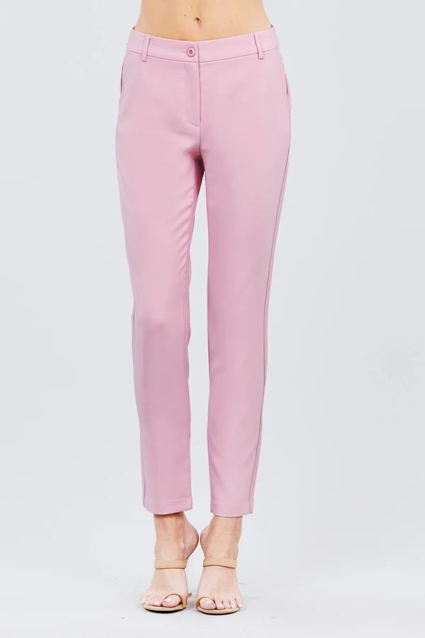 Seam Side Pocket Classic Pants - Soft Pink