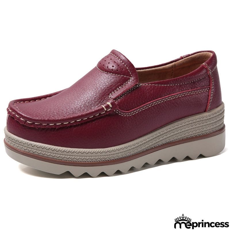 Korean Style Breathable Leather Non-Slip Elegance Women Loafers