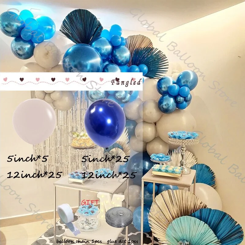 Christmas Gift 80Pcs Metallic Blue White Complexion Color Latex Balloons Garland Kit Arch Wedding Decorations Baby Shower Party Supplies