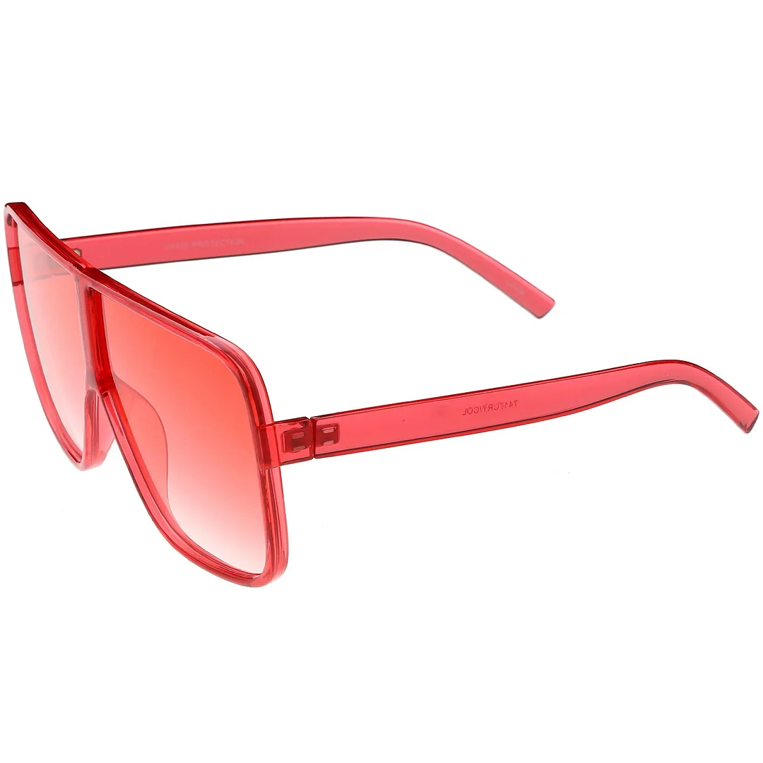 Oversize Translucent Square glasses Flat Top Color Tinted Lens 69mm