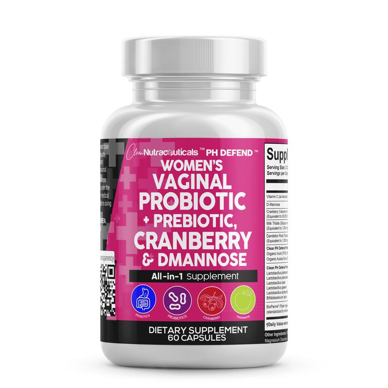 Clean Nutra PH Defend Probiotics for Women Balance with Prebiotics Cranberry Dmannose - Healthy Odor and Tract Support Made in USA