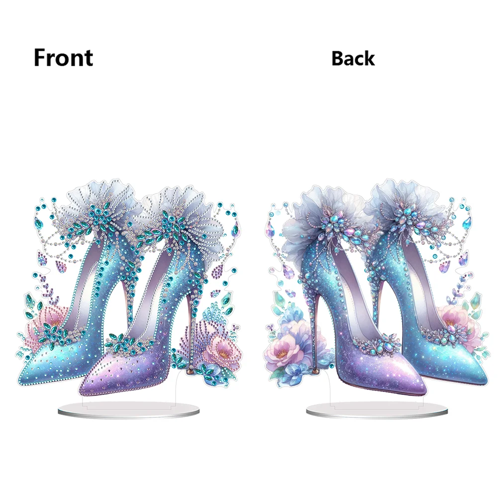 5D DIY Acrylic Special Shape Elegant High Heels Rhinestones Desktop Ornaments 