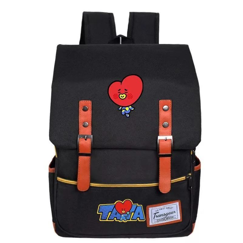 Buzzdaisy BTS BT21 TATA COOKY Canvas School Bag Backpack USB Charger