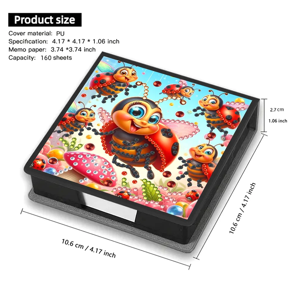 PU Insects Diamond Painting Notecard Box with Papers for DIY Art Craft