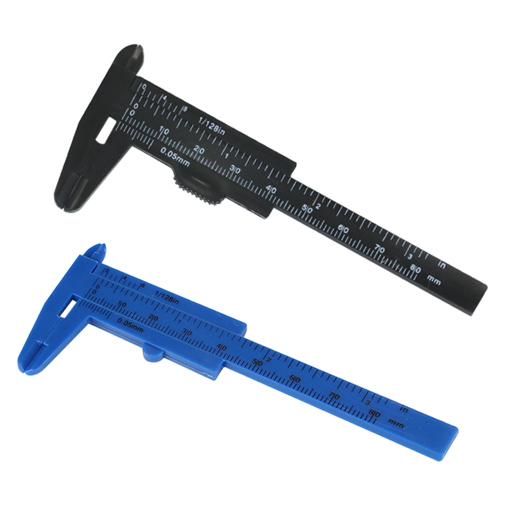 

DIY 80mm Mini Plastic Sliding Double Scale Vernier Caliper Measuring Ruler, Blue, 501 Original