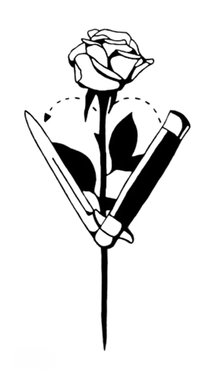 Tattoo Sticker Art Black White Drawing Little Element Small Triangle wave flower mountain Water Transfer Temporary Fake tatoo