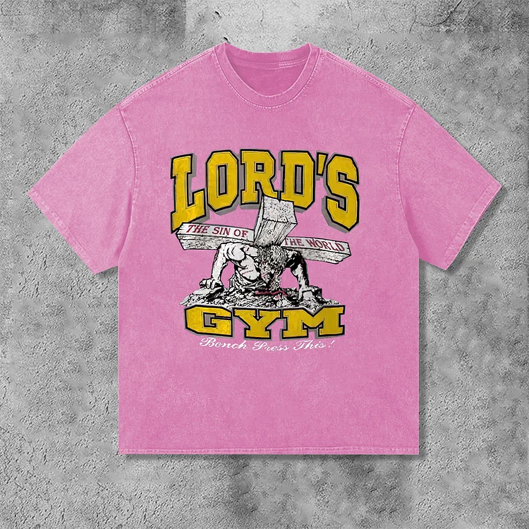 Retro Lord’s Gym Print Acid Washed Street T-Shirt