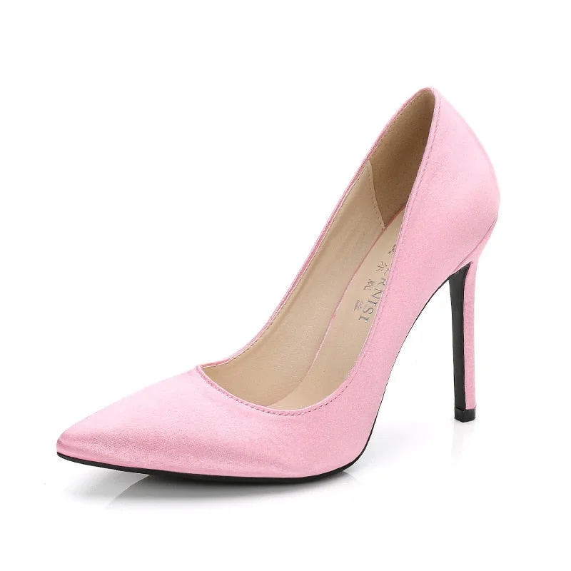 2021 Summer New Pink British Style Fashion Sexy Stiletto Heels Ladies Shallow Mouth Pointed Party Shoes