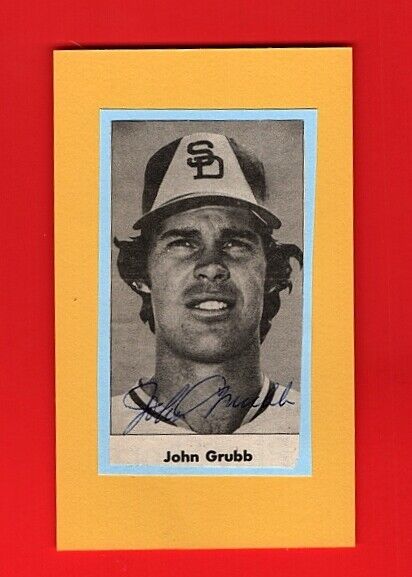 JOHN GRUBB-SAN DIEGO PADRES AUTOGRAPHED Photo Poster painting ON 3X5 CARD