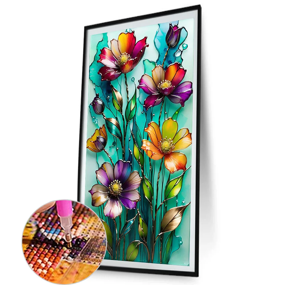 Partial AB Diamond Painting - Full Round Drill - Glass Flower(Canvas|45*75cm)