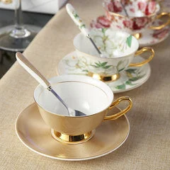 Bone China Coffee Cup & Saucer Delicate Coffee Cup Set with Saucer and Spoon Set. - Appledas
