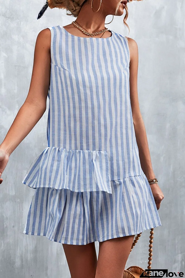 Striped Layered Sleeveless Dress