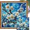 (US Only)Full Embroidery cotton Thread 11CT Printed Pear Blossom Cross Stitch 39x39cm
