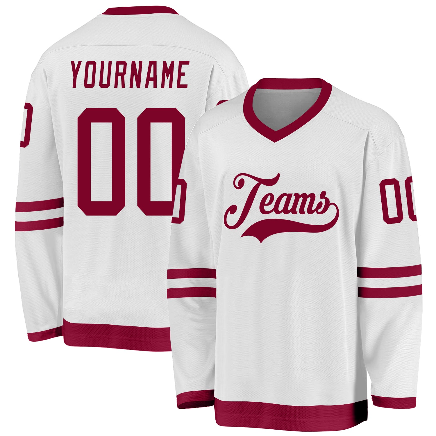 Custom White Maroon Hockey Jersey | captainssportss.com