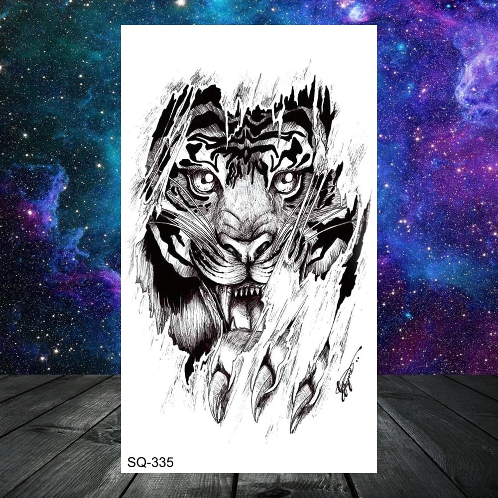 Realistic Rose Flower Snake Temporary Tattoos For Women Adult Skull Peony Lips Sword Tree Fake Tattoo Neck Arm Hands Small Tatoo