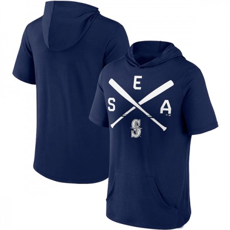 Men's Seattle Mariners Navy Short Sleeve Pullover Hoodie DN4Q