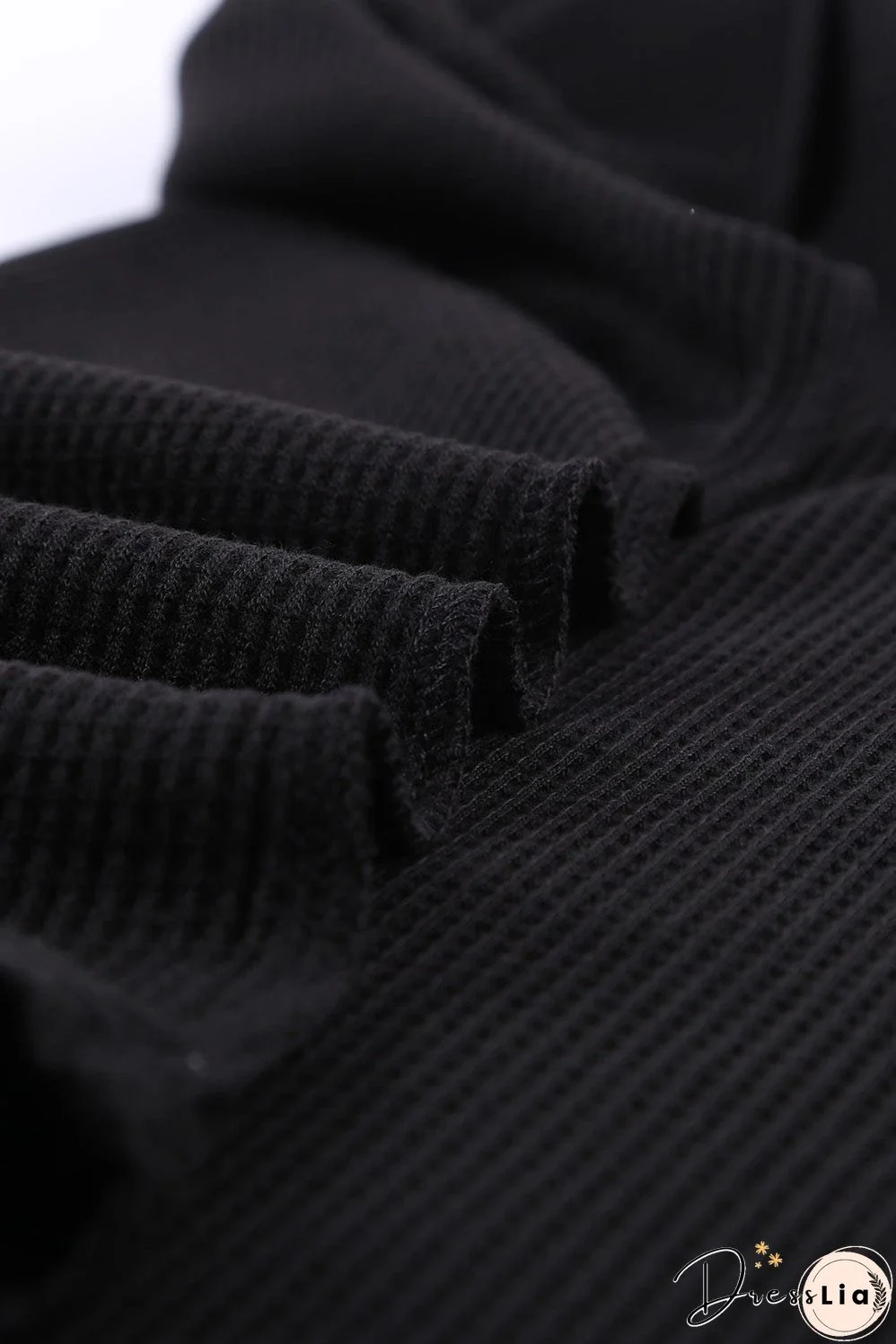 Chic Black Waffle Knit Sleeveless Tank Top