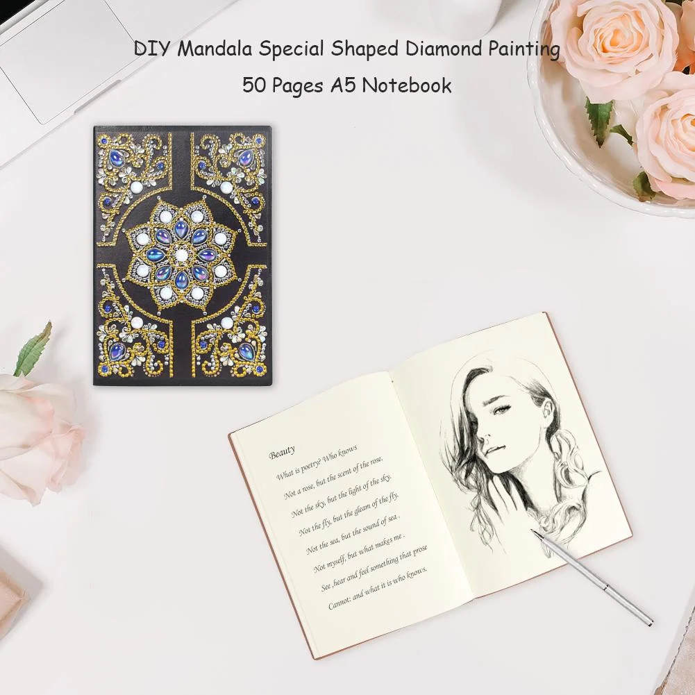 DIY Special Shaped Diamond Painting 50 Pages A5 Notebook Diary Book