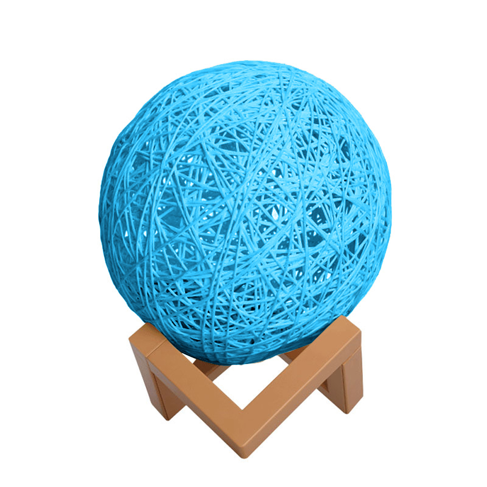 

LED Night Light Starry Bedroom Bedside Lamp Rattan Ball Wood Moon Light, 501 Original