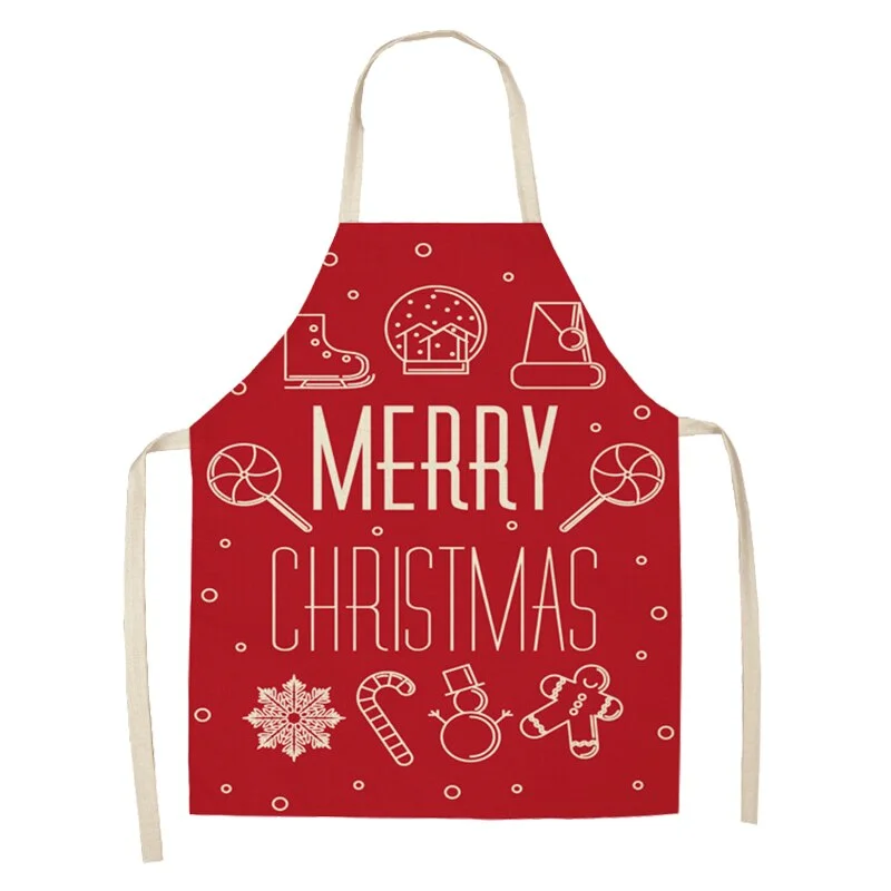 Linen Merry Christmas Apron Christmas Decorations for Home Kitchen Accessories Natal Navidad 2020 New Year Christmas Gifts