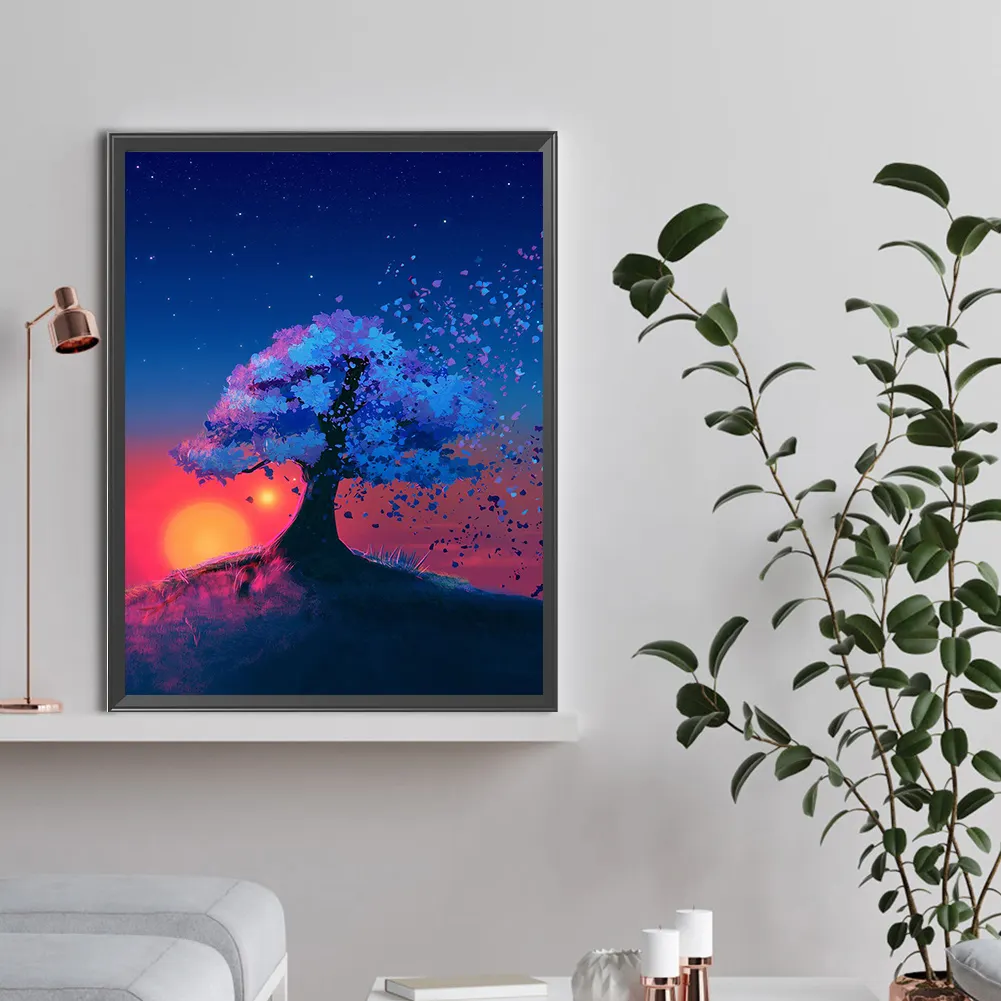 Full Round Diamond Painting 30*40cm - Trees At Sunset
