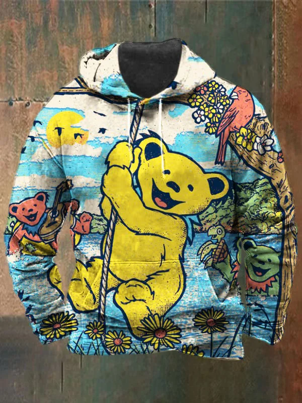 Unisex Bear Print Heavyweight Hoodies