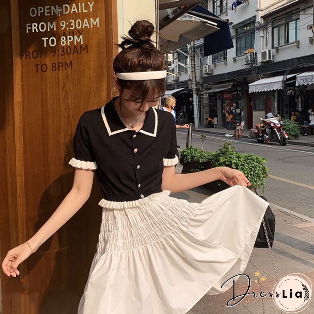 T-Shirt Women Retro Patchwork Lovely New Knitting Cropped Preppy Stylish Hot Sale Cozy