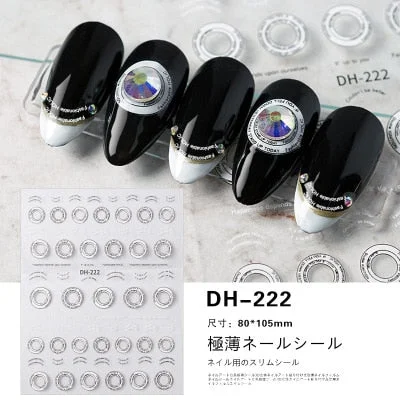 1PC Hollow 3D Nail Stickers Black White Wild Leopard Snake Star Letter Design Adhesive Decals Nail Art Decoration Tip Slider New-Nail Inspo