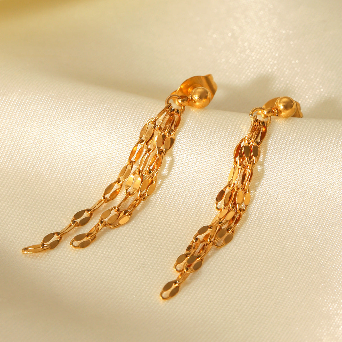 Stainless Steel Lip Chain Tassel Earrings Titanium Steel Earrings Jewelry