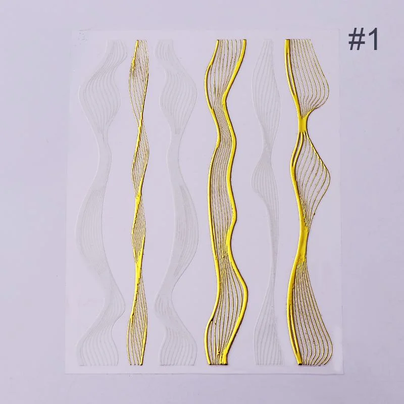 1PC Gold Sliver Striping Tape 3D Nail Stickers Geometry Lines Slider For Nails Gel Polish Decals For Manicures DIY Decoration-Nail Inspo