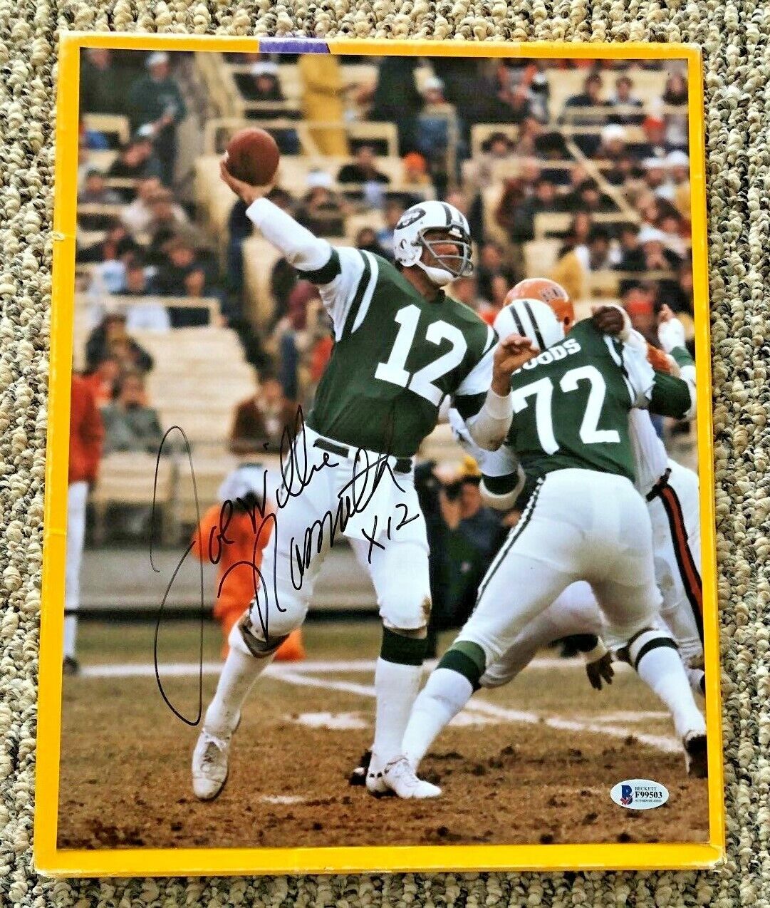 JOE NAMATH SIGNED 11X14 NEW YORK JETS Photo Poster painting BECKETT CERTIFIED