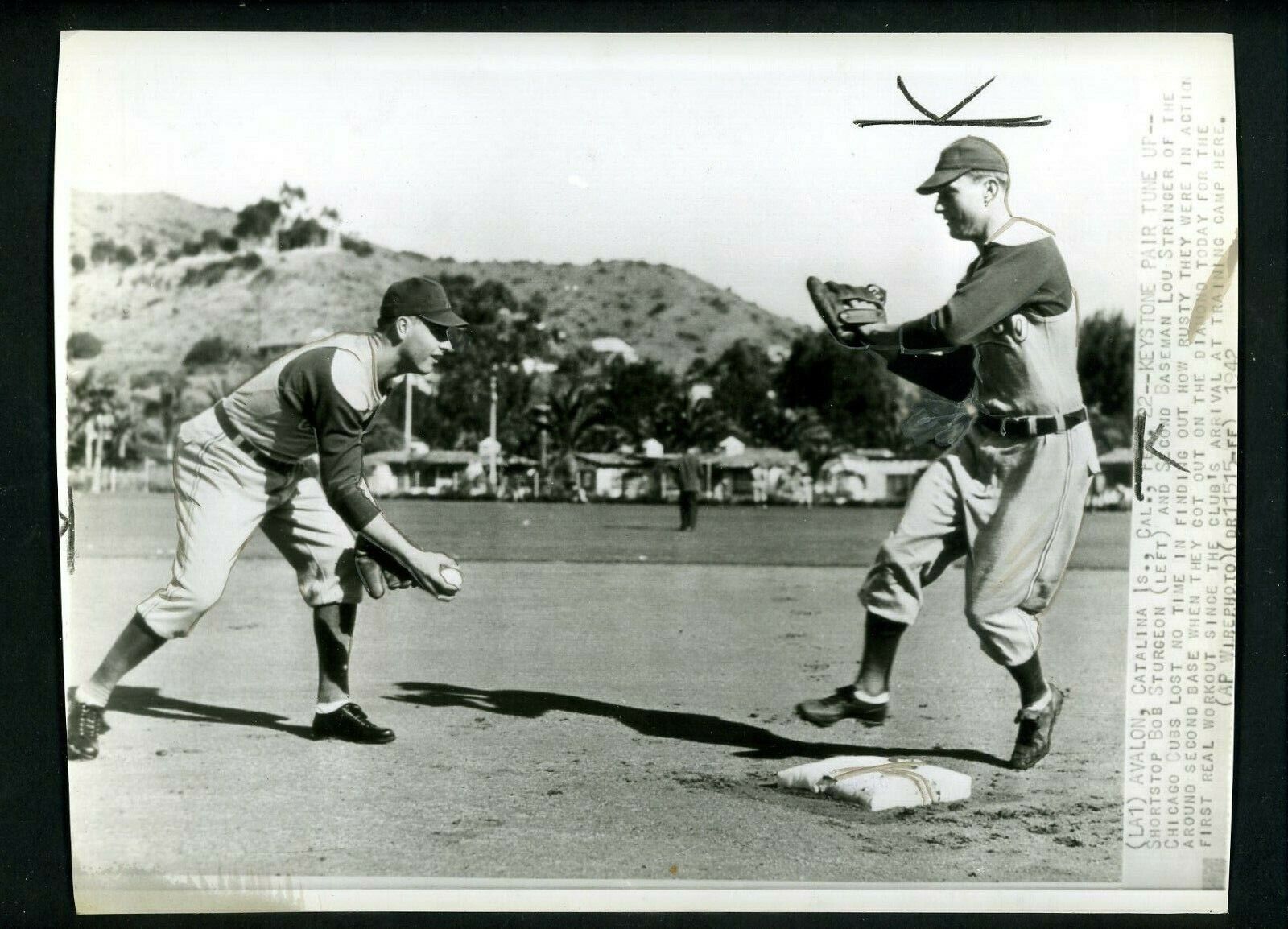 Lou Stringer & Bob Sturgeon 1942 Type IV Press Photo Poster painting Chicago Cubs