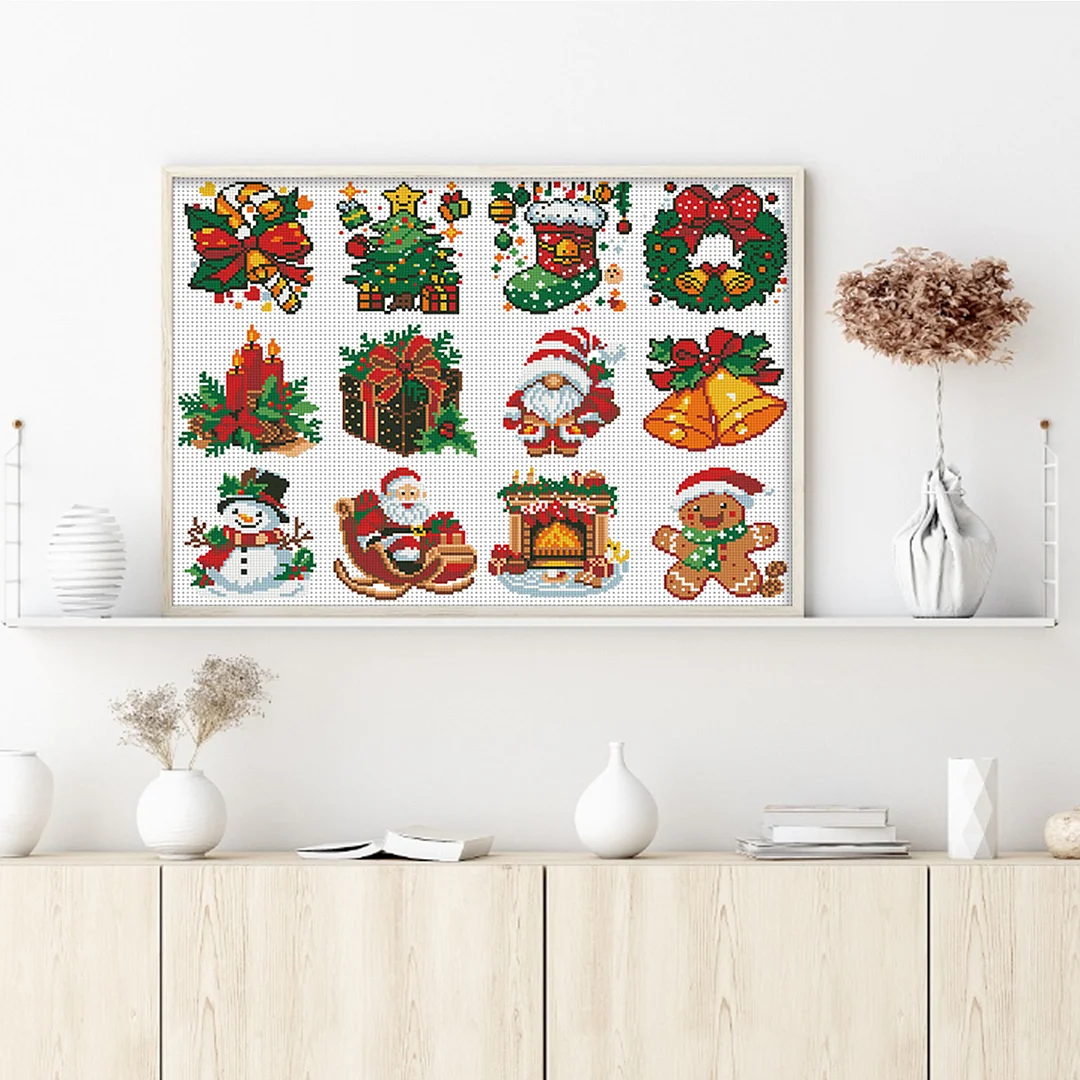 Christmas 12 Elements Partial 11CT DIY Stamped Cross Stitch Kits Gift 36x52cm